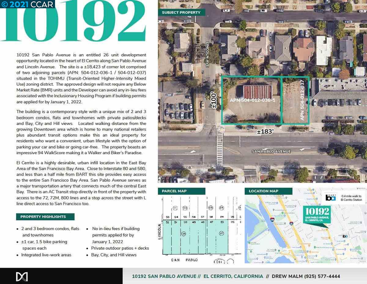 10192 San Pablo Ave, EL CERRITO, California 94530, ,Lots And Land,For Sale,San Pablo Ave,40965469