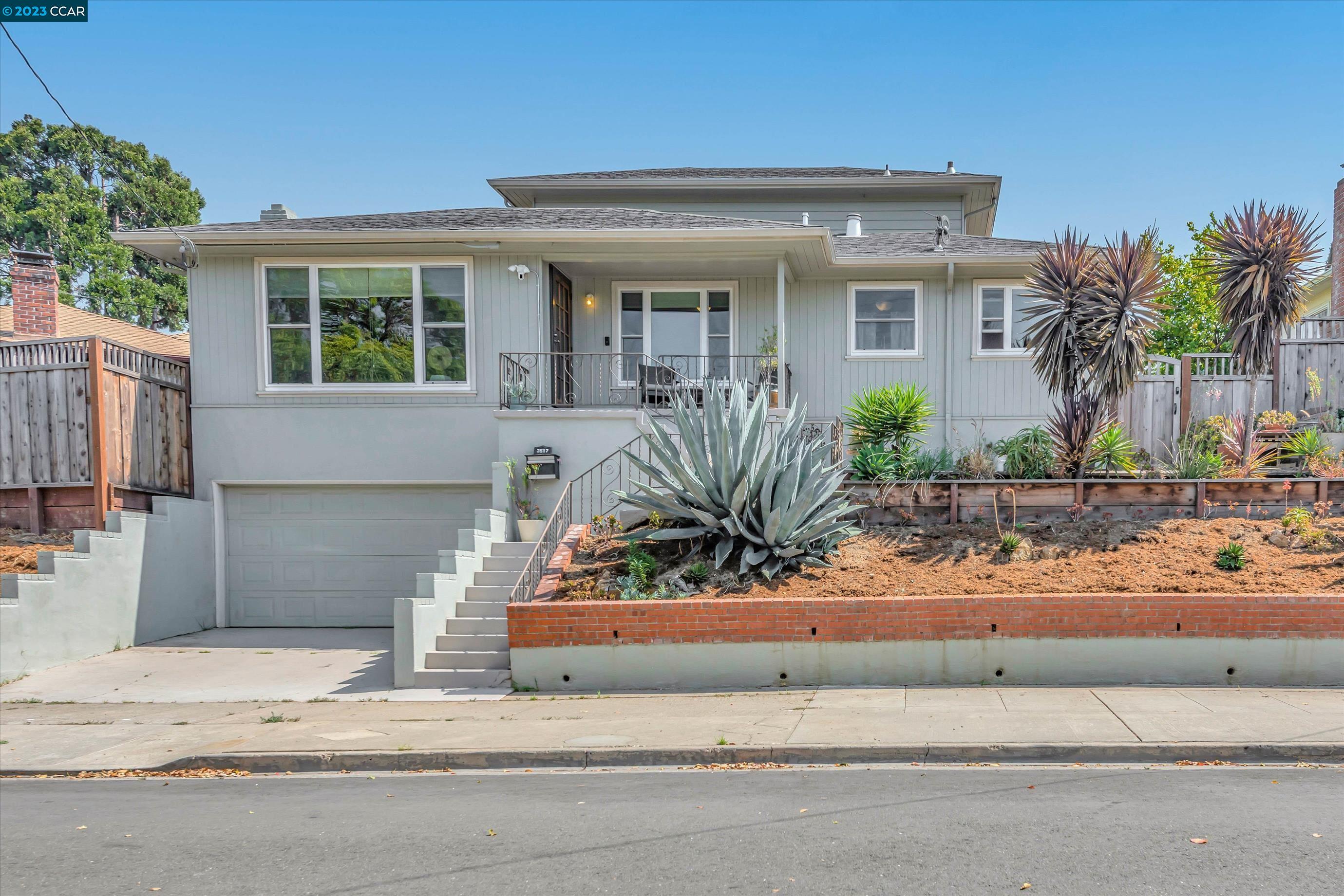 This spacious 1815 sq. ft. mid-century gem in Maxwell Park boasts 4 bedrooms, 2 baths, and a wealth of potential. Elevated on a level lot, it offers breathtaking panoramic views of the Oakland hills and the cityscape. Enjoy serene moments on the front porch with a steaming cup of coffee or tea while observing the world pass by. The front yard showcases drought-resistant succulents, with a blank canvas for your creative landscaping ideas. The low-maintenance backyard provides a private retreat, ideal for entertaining, complete with a covered patio and a gas fire pit. Inside, the large living and dining area is bathed in natural light, thanks to expansive, scenic, energy efficient windows and exquisite hardwood floors. A separate laundry room conveniently leads to the backyard, and the kitchen boasts tiled flooring and stainless-steel appliances. With its proximity to the 580 freeway, public transportation, and local amenities, this property offers convenience at your doorstep. This home possesses solid foundations, awaiting your imaginative touch to transform it into your dream residence. Contact me today for further details!