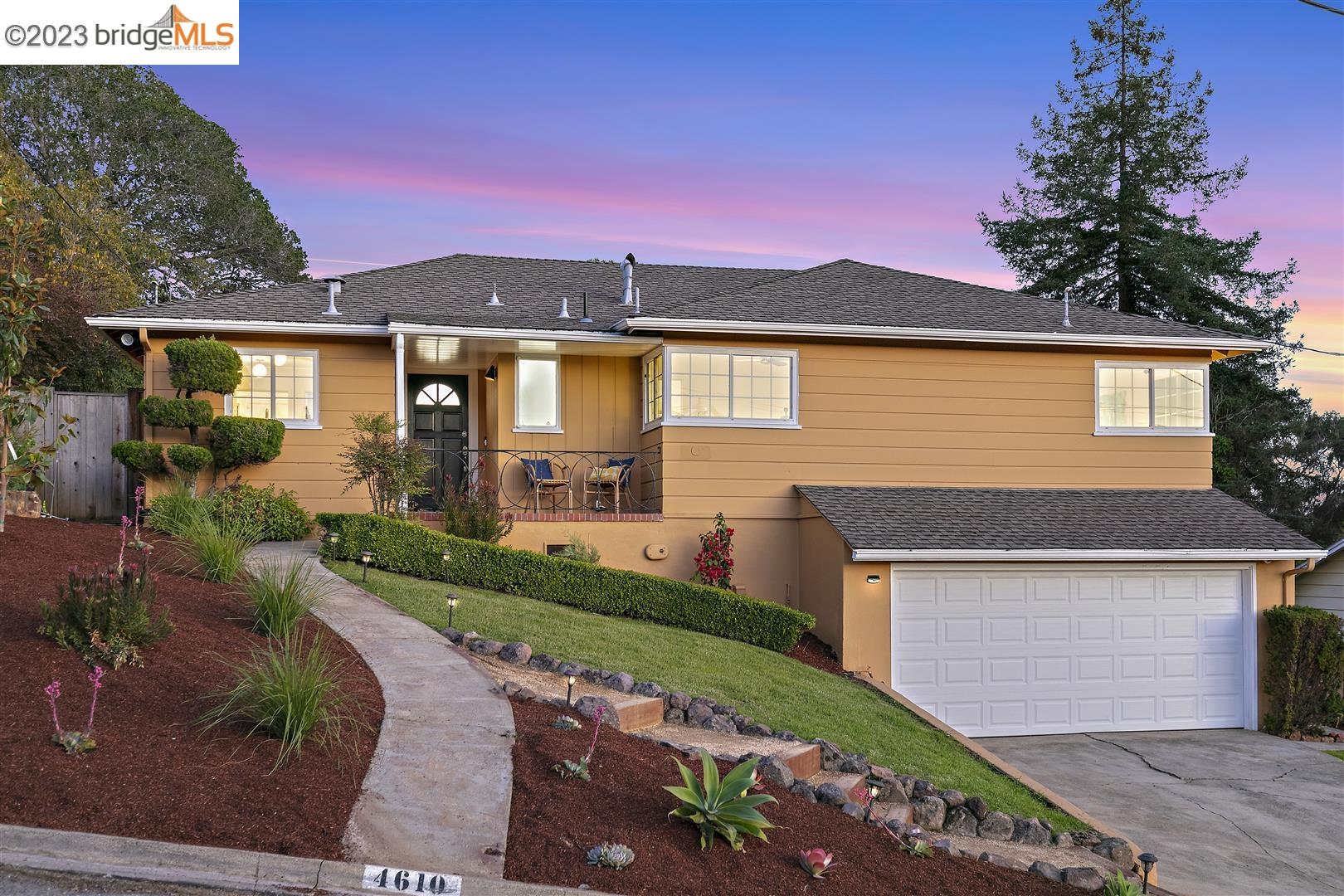 Livable and lovable 1950s traditional home with fabulous indoor and outdoor flow.  Enjoy the large kitchen with an area for pantry storage and outdoor access. The dining room is open with a graceful arch into the oversized living room with floor-to-ceiling windows and access to the level-out backyard. The backyard has an upper area where you can hang out and play, as well as a lower level with a raised garden bed, roses, and trees.  There are 3 bedrooms and 2 bathrooms on the same level, one is a primary suite and there is a large bonus room for slumber parties, entertainment, perhaps a pool table, and more. Features such as the garage with interior access, newly added furnace and air conditioning, a Nest thermostat, and many new light fixtures (2023) will add to your comfort and enjoyment. The sellers enjoyed this little block filled with mid-century homes, being close to hiking trails, transportation, the grocery store, and more. Come in the morning on a sunny day and bask in the sunshine that radiates through the large living room windows.