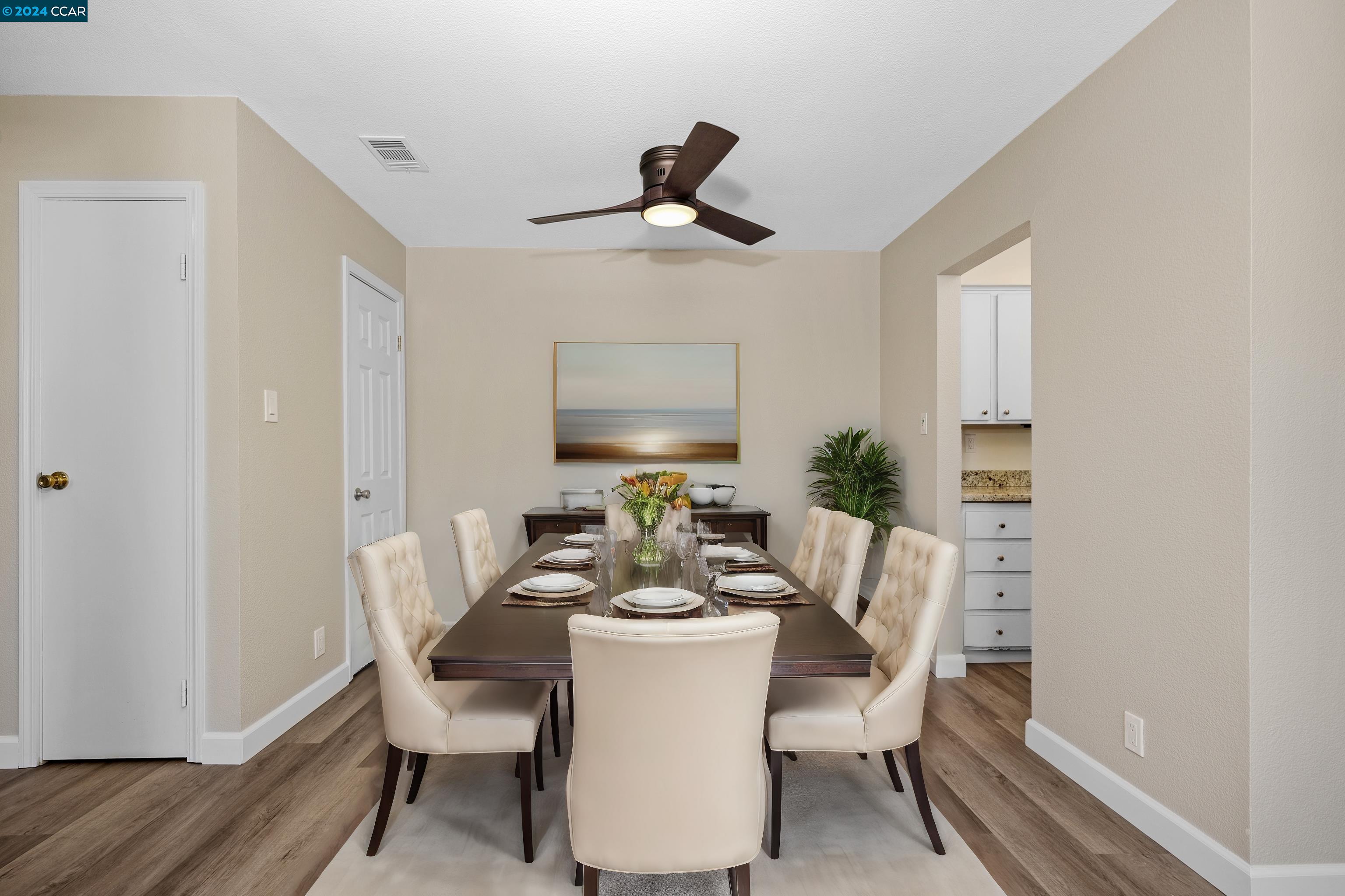 Spacious dining area adjacent to kitchen