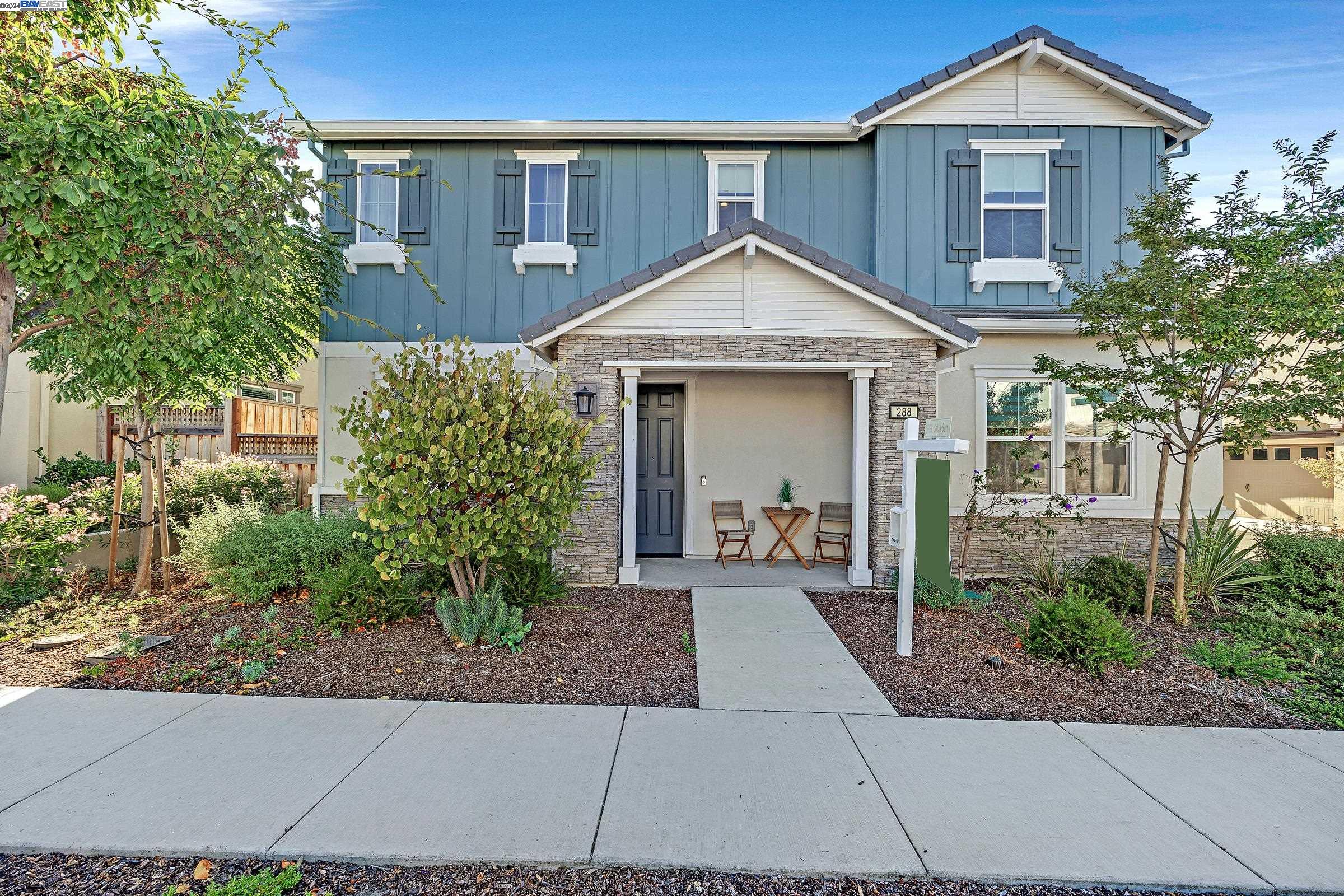 Welcome to the Enclave at Mission Falls–Alpine Plan 1. This home offers 2,029 sqft of thoughtfully designed living space, including 3 bedrooms. loft, 3.5 bathrooms,2 car garage,covered patio, 2 laundry rooms. A convenient bedroom & bathroom suite located on the first floor. The home features wood cabinetry in a rich Cherry Sonoma Slate finish, an upgraded cabinetry package, & beautiful quartz countertops with a full custom backsplash. The kitchen is equipped with premium Jenn Air appliances, & the upstairs laundry room includes a washer and dryer. Throughout the home, you’ll find upgraded flooring, Hunter Douglas shades, a smart chandelier, & an elegant accent wall. Additional highlights include two-tone paint, 7 1/4" baseboards, & a structured wiring package. This home is further enhanced by a fully paid 3.2 kW solar package & a wide array of premium upgrades throughout. Move-in ready! Conveniently located in Fremont’s desirable Warm Springs district, this home places you minutes away from top-rated schools, parks, shopping, & dining options. With easy access to major freeways 880 & 680, commuting to nearby tech hubs & other Bay Area destinations is quick & hassle-free. Don't miss out on this lifetime opportunity to own a beautifully upgraded 2020-built home in a prime location!