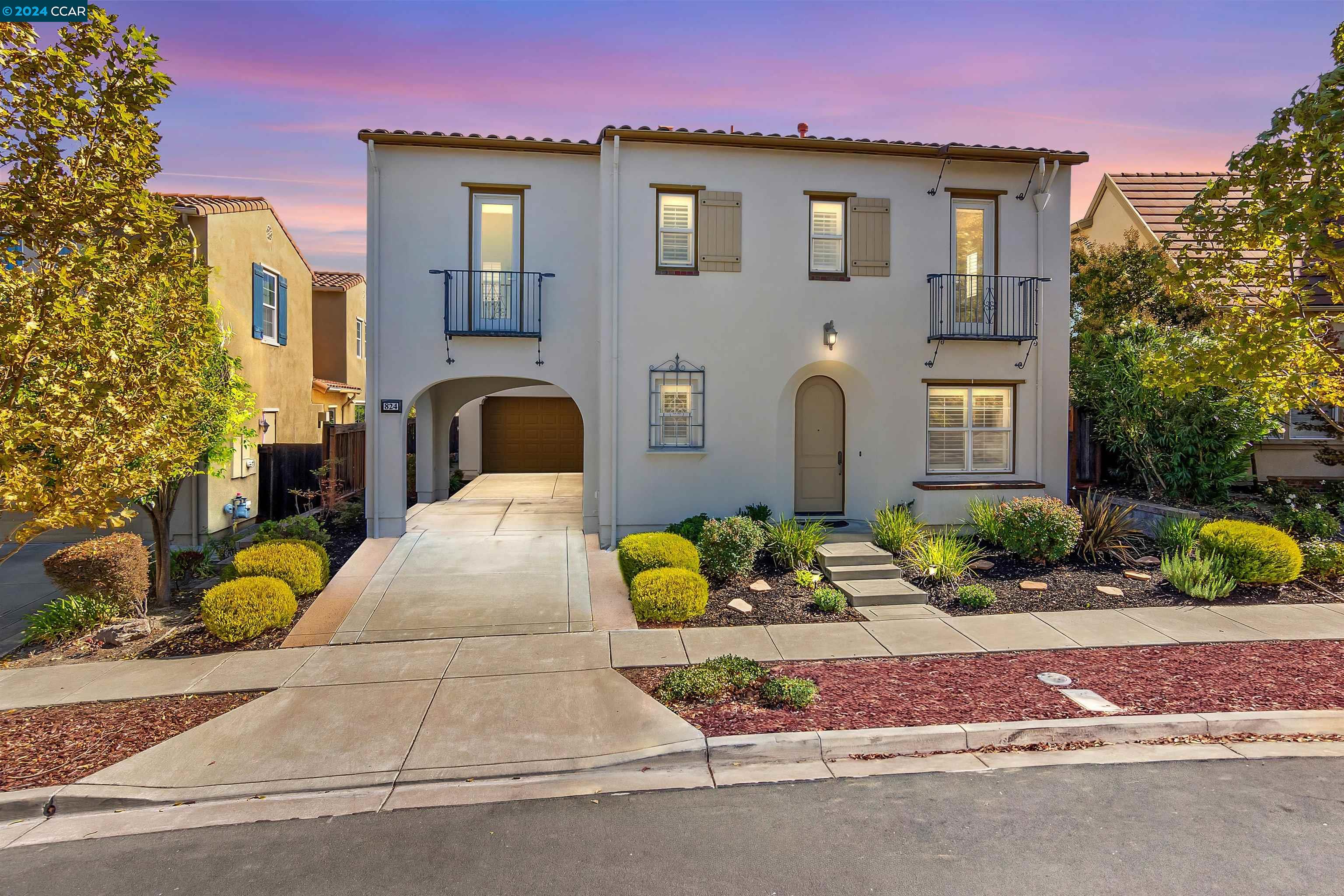 Make this your dream home in Danville’s coveted Alamo Creek near 275+/-acres of preserved open space, walking trails, parks. Walking distance to community ctr, pool, playground, fitness ctr, Creekside Elementary, half-mile to Diablo Vista Middle Schl. 2761+/-SF. 2 levels. Premium cul-de-sac. 4 bds. 3.5 bths. Tile/carpet flrs. Fresh interior paint. High ceilings. Recessed lights. Plantation shutters. Formal front-facing living rm. Formal dining rm. Chef’s eat-in kitchen. Granite counters. Cherry cabinets. Island/breakfast bar seating for 4. Stainless appls: GE French dr refrigerator, microwave. Bosch oven, 4-burner cooktop w/granite bksplsh, dishwasher. Casual dining nook. Walk-in pantry. Built-in workstation. Family rm w/gas frpl, French dr to bkyd. Primary suite, carpet. Recessed niche. En suite w/dual vanities, make-up vanity, soaking tub, stall shwr, dual walk-in closets. 2 bdrms w/front-facing Juliet balconies. 1 bdrm w/ en suite. Add’l full bth w/dual-sink vanities, tub/shwr combo. Upper-level built-in office/study nook. Laundry rm w/sink, cabinets. 2-car garage. Central AC. Private backyd patio, shade tree, foliage + side yd for play or garden bds. Near top-rated SRVUSD schls, Blackhawk Plaza, Tassajara Commons, downtown, freeways, Mt. Diablo, Livermore Valley Wine Country.