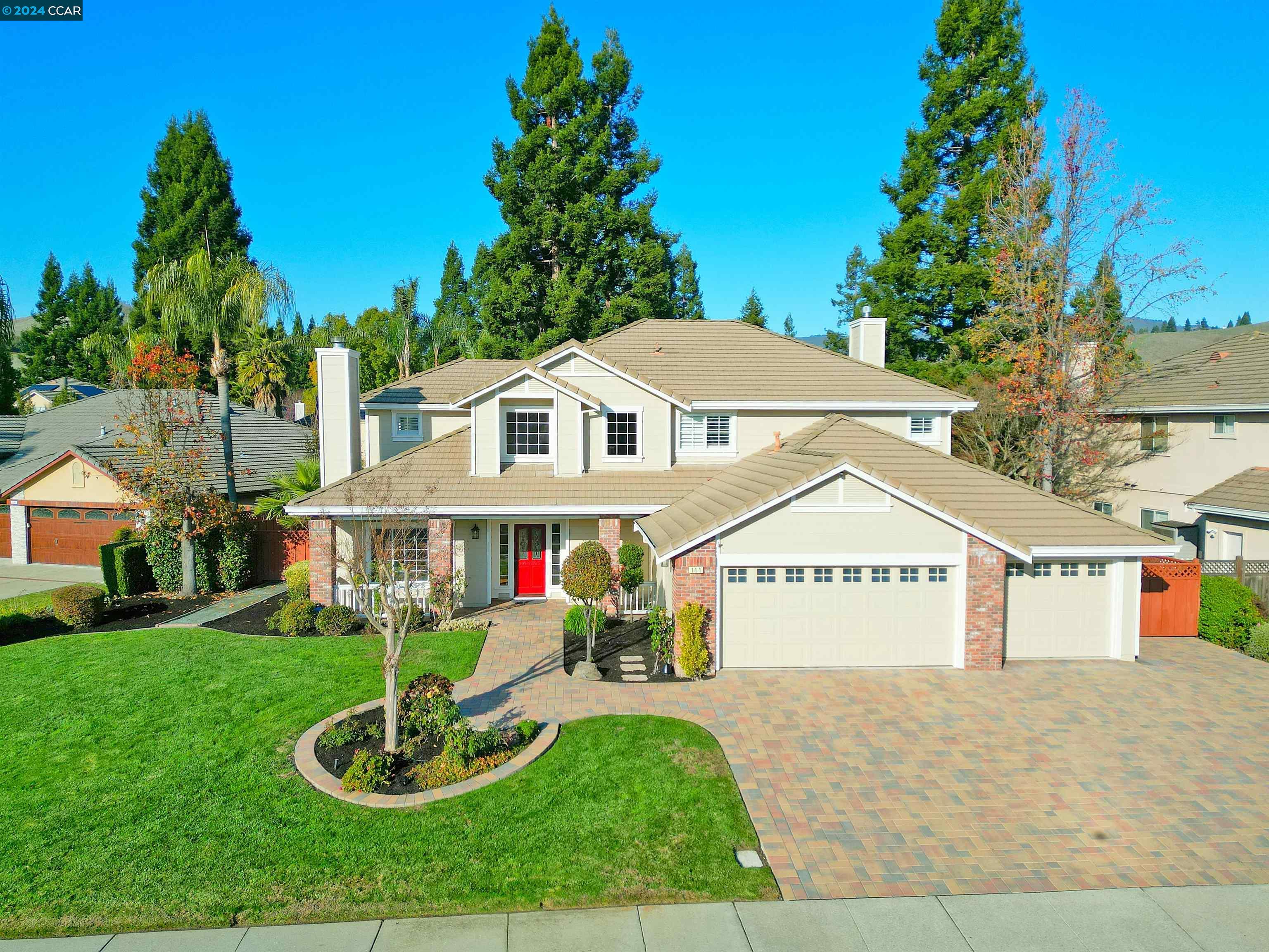 OPEN 1/25 & 1/26, 1PM-4PM. This immaculate home sits on a quiet street on an oversized 10,000+ square foot lot, and offers beautiful curb appeal. Inside, the open floor plan is bright and welcoming, featuring a full bedroom and bathroom on the main level, complemented by four generously sized bedrooms upstairs. The updated kitchen is a chef’s dream, with modern cabinetry, upgraded countertops, high-end appliances, and designer lighting, all seamlessly opening to the expansive family room. Step outside to your backyard oasis, complete with an outdoor kitchen, lush landscaping, and beautifully crafted pavers in both the front and back. The serene setting is perfect for entertaining friends and family or quiet evenings at home. Just minutes from award-winning Tassajara Hills Elementary and Diablo Vista Middle School, walking trails, parks and Blackhawk Plaza this property boasts the perfect combination of luxury, comfort, and prime location. Don’t miss this incredible opportunity—this home truly has it all!