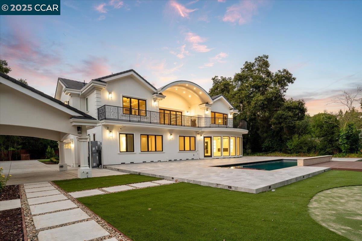 Discover the epitome of sophistication in this newly built 2023 estate, elegantly solar-powered and situated on a sprawling 1+ acre lot in Atherton, the most exclusive zip code in the country. This stunning residence spans 8,297 square feet across three levels and includes 9 bedrooms, 9.5 bathrooms, and a charming guest house.  As you approach, you'll be welcomed by a grand entrance featuring a gated entry, circular driveway, and a striking fountain. Inside, a magnificent curved staircase leads to the luxurious primary suite, which boasts a fireplace and an expansive bathroom with a freestanding tub and a spacious stall shower with multiple shower heads for a spa-like retreat.  Step outside to an expansive patio with a cozy fireplace, and enjoy views of the solar-heated 40' lap pool, Jacuzzi, terrace, mini golf area, and a stylish entertainment cabana. The lower level is dedicated to leisure, featuring a movie theater, sauna, gym, and wine cellar.  The gourmet kitchen, designed for culinary enthusiasts, features high-end appliances, a separate prep kitchen, and a 12-foot island that flows seamlessly into the grand family room. Perfectly positioned between San Francisco and Silicon Valley, this location is also near Stanford University and key tech centers in the region.