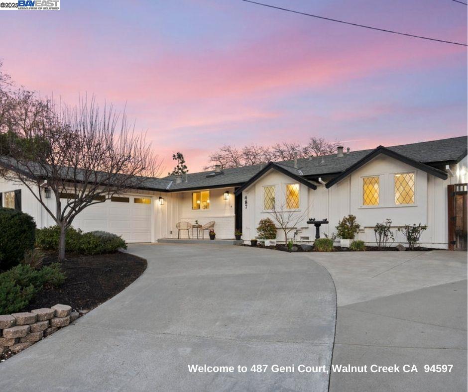 This bright and open 4 bedroom, 3 bath, SINGLE STORY home includes TWO BEDROOM SUITES and a BONUS ROOM. It is located in a prime court location on a .6 ACRE FLAT LOT in a country-like setting, yet close to fine dining, shopping, downtown Walnut Creek, and includes over $150,000 in upgrades. This special home features luxury vinyl plank throughout and an OPEN FLOORPLAN connecting the kitchen, family room, bonus room, and formal dining room.  The additional bonus room with French doors is an ideal flex-space that can be used to expand the family room or as a home office, playroom, media room, or library. The CUSTOM RENOVATED GOURMET KITCHEN, features an extra-large quartz island, countertops, and Wolf brand 6 burner gas stove.  The EXTRA LARGE PRIMARY SUITE includes plenty of space for a relaxing retreat, nursery, or fitness area. The FULLY REMODELED PRIMARY BATHROOM boasts a large jetted tub, dual vanities, separate shower, and a custom walk-in closet. The ADDITIONAL BEDROOM SUITE has its own entry, private bathroom, and a walk-in closet.  The HUGE BACKYARD offers 2 separate sheds w/ electricity, (one great for art or yoga studio), raised garden beds, fruit trees, area for sport court, pool and more. Close to Ironhorse trail, John Muir hospital, I680, Highway 24 and BART.