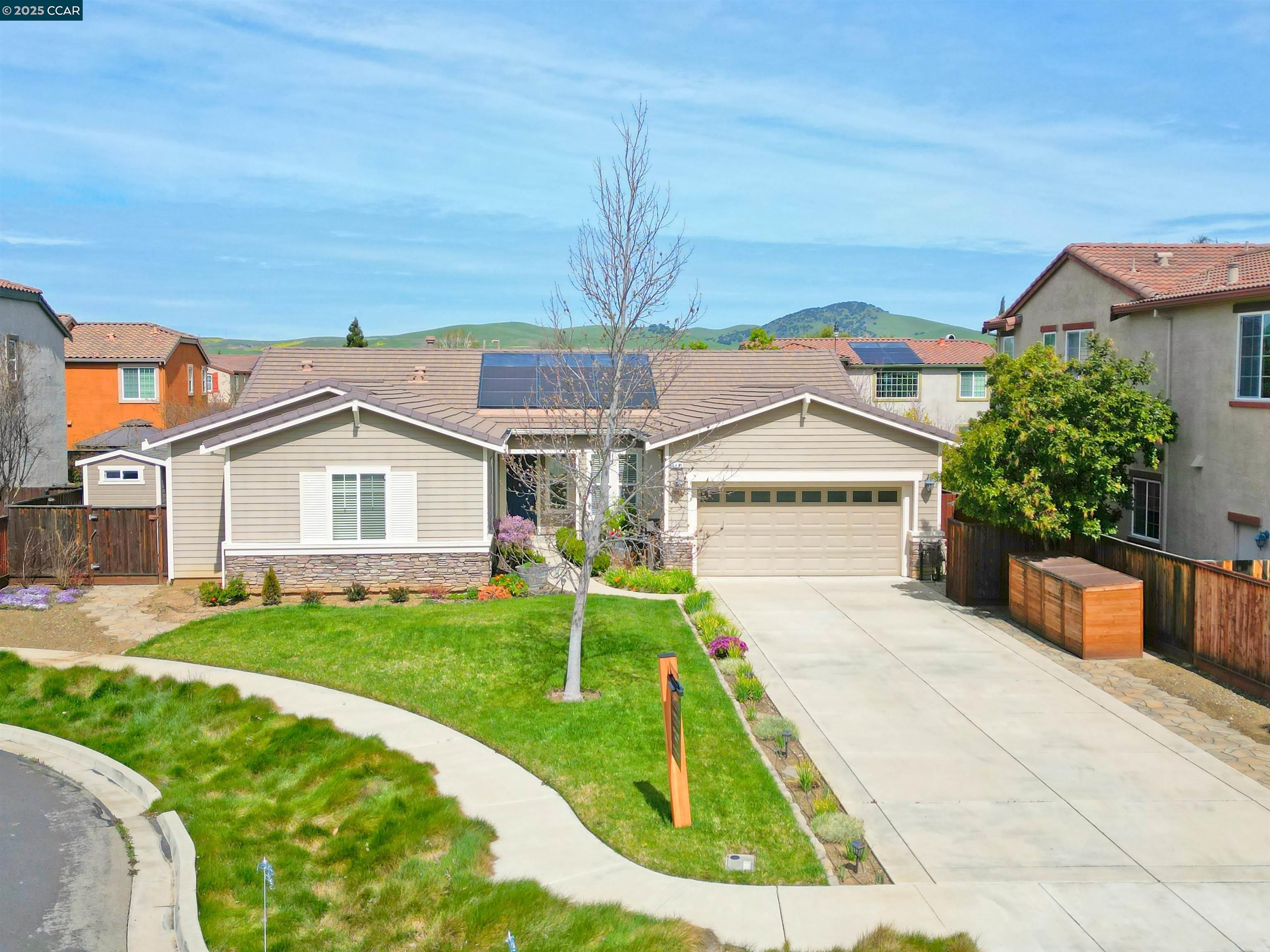OPEN 3/29, 1PM-4PM AND 3/30, 2PM-5PM! Beautiful north facing home! Nestled in a prime Livermore location on a large lot, this lovely single story home is the perfect blend of comfort and style. The open floor plan is filled with lots of natural light and features an open office area with plenty of built-in storage. The heart of the home is the inviting kitchen-family combo, complete with a large island, gas stove, double oven, and pantry - ideal for both everyday living and entertaining. A sliding glass door off the kitchen leads to the backyard, creating a seamless flow for indoor-outdoor living. The beautiful, low maintenance backyard is a true retreat, featuring a large, tranquil hot tub with waterfall, pavers, and a pergola with an outdoor fan, washer and dryer included - creating a serene setting for entertaining friends and family or quiet evenings at home. Conveniently located with easy freeway access, this home is just minutes from community parks, vibrant downtown Livermore, and the area's renowned wineries. Don’t miss the opportunity to make this incredible home yours!