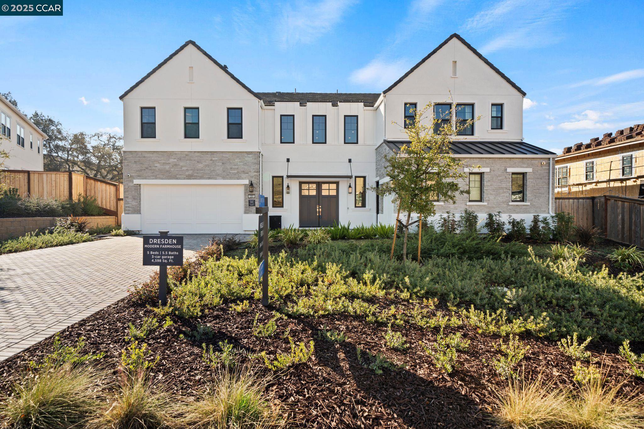 Stunning Toll Brothers model home in Diamond Canyon Estates is a true masterpiece. Professionally decorated farmhouse is loaded with high-end designer extras and upgrades galore. Located at the end of a private cul-de-sac, and spacious stone paved driveway leading to 3-car garage with Epoxy coated floors. Soaring 20-foot ceilings, a breathtaking dual stair case with glass rail, and built-in under stair wine storage.  Entertain with fully landscaped yard with wrap-around luxury outdoor living space, fireplace, firepit, bocce ball court and picturesque hillside with no rear neighbors.  Chef's dream kitchen comes complete with upgrade waterfall prep island, upgraded Wolf stainless steel appliances, 48" gas range, Sub-Zero built-in refrigerator, and Sub-Zero 24" beverage center. First-floor bedroom suite offers a private bath, walk-in closet, wet bar and direct access to outdoor living space. Generous flex room and a workspace complete the first level. Upstairs, Primary bedroom suite includes a spa-like primary bathroom with dual vanities, upscale shower, large soaking tub, enormous walk-in closet, and a private balcony. The second floor also boasts three additional bedrooms, each with private bath and walk-in closet, a secluded loft, and a centrally located laundry room.