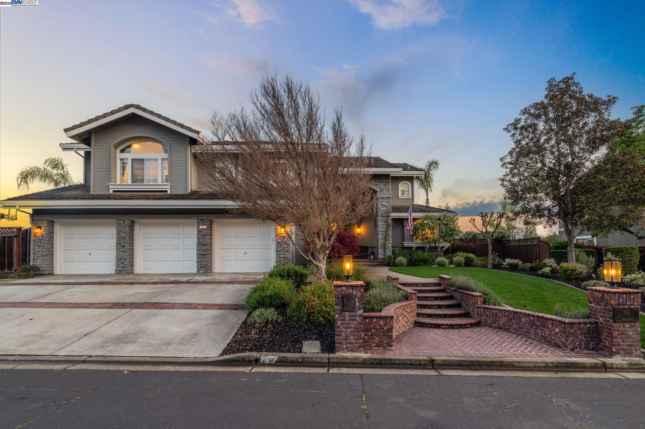 Stunning 4-bedroom, 3.5-bathroom home located in the desirable Northridge neighborhood with breathtaking views.  This home features an updated, open kitchen as well as 2 remodeled bathrooms.   An open floor plan that boasts cathedral ceilings and plenty of natural light. The first floor is finished with beautiful hardwood, while the upstairs offers new carpeting throughout.  The primary suite is designed as a true retreat, featuring a unique office space set apart from the bedroom by a two-sided fireplace. The suite also includes a spacious master bathroom and a walk-in closet with custom organizers. The second floor includes three additional bedrooms, two remodeled bathrooms, and a flexible loft area. All closets feature custom built in organizers and mirrored doors.   The backyard is perfect for entertaining, with two sets of French doors that open to a low-maintenance yard. You'll find a large outdoor pavilion, a fully equipped outdoor kitchen with a built-in BBQ, a fireplace, heaters, as well as a fire pit, a spa, and a bocce court.  Don't miss this amazing home located in one of Danville's most desirable neighborhoods. Walking distance to highly rated Sycamore Valley Elementary School and Park.  Close to trails, shopping, downtown Danville and 680.