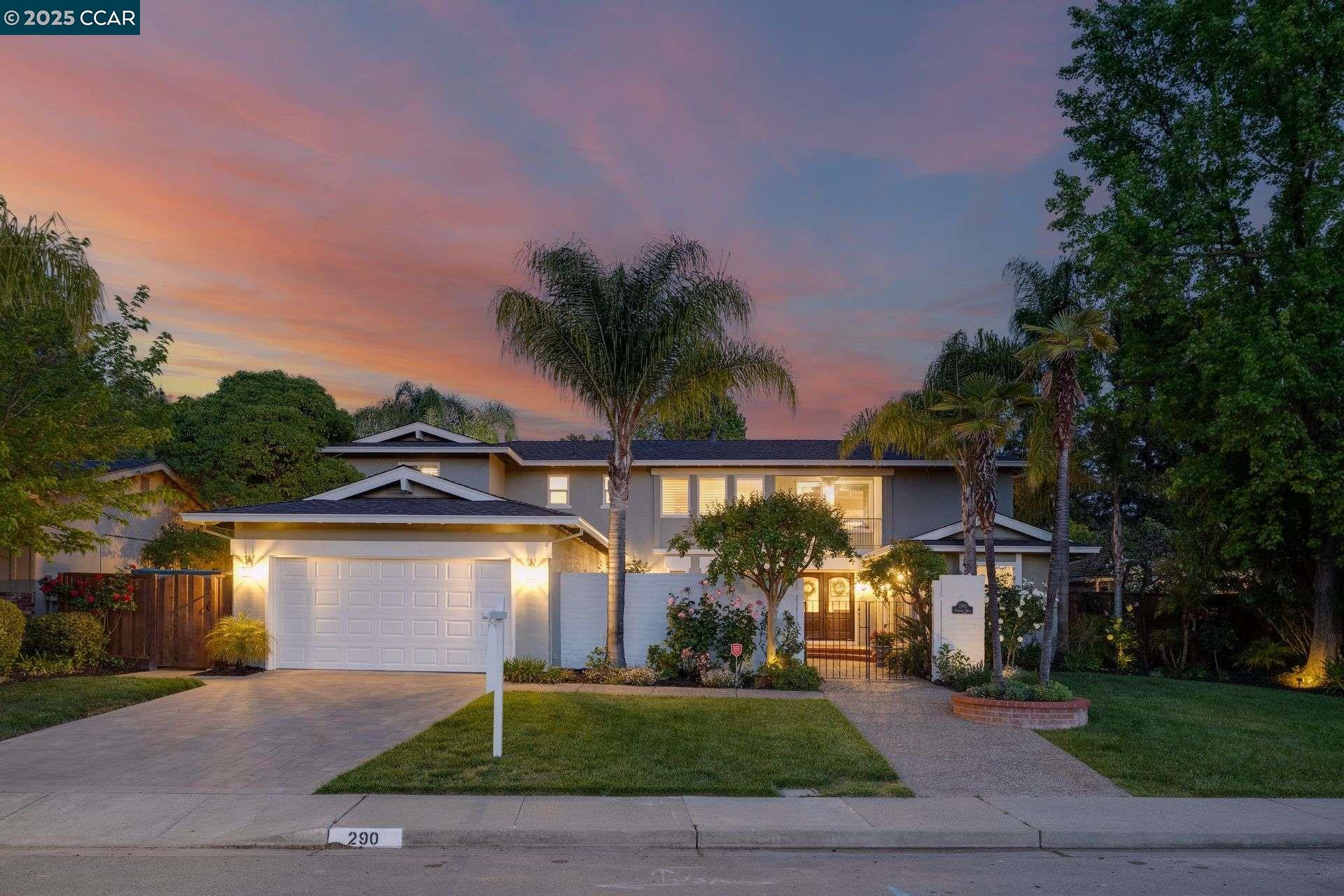 Open Sat 10-1PM! See the 3D Matterport Tour! A beautifully updated & expanded Northgate home on a quiet street that features 6 bedrooms + office/7th bedroom downstairs within the 3,500+ SF! The private courtyard with fountain leads you to the double door front entry. The spacious updated gourmet kitchen with granite counters, white cabinetry, SS appliances, gas cooktop, breakfast bar & large eating area overlooking the backyard. There is a large formal dining room & adjacent living room that has built-in cabinetry & gas fireplace. The bonus family/media room, half bath & oversized laundry room plus an office/full bedroom with adjacent full bath on the first floor! Upstairs features the primary bedroom with full bath and 5 additional bedrooms & full bath. The fully landscaped backyard has a large level lawn, garden, fruit trees & large patio. Recent updates to appreciate including owned solar (2022), roof (2022), paver stone driveway & back patio (2025), HVAC & ducts (2021), electrical sub-panels (2020), finished 2 car garage (2021) & more. Fresh paint, recessed lighting & plantation shutters throughout. A must see to appreciate all the amazing features & attention to detail. Northgate schools, Arbolado Park, walking paths, local shopping & golf surround this wonderful home.