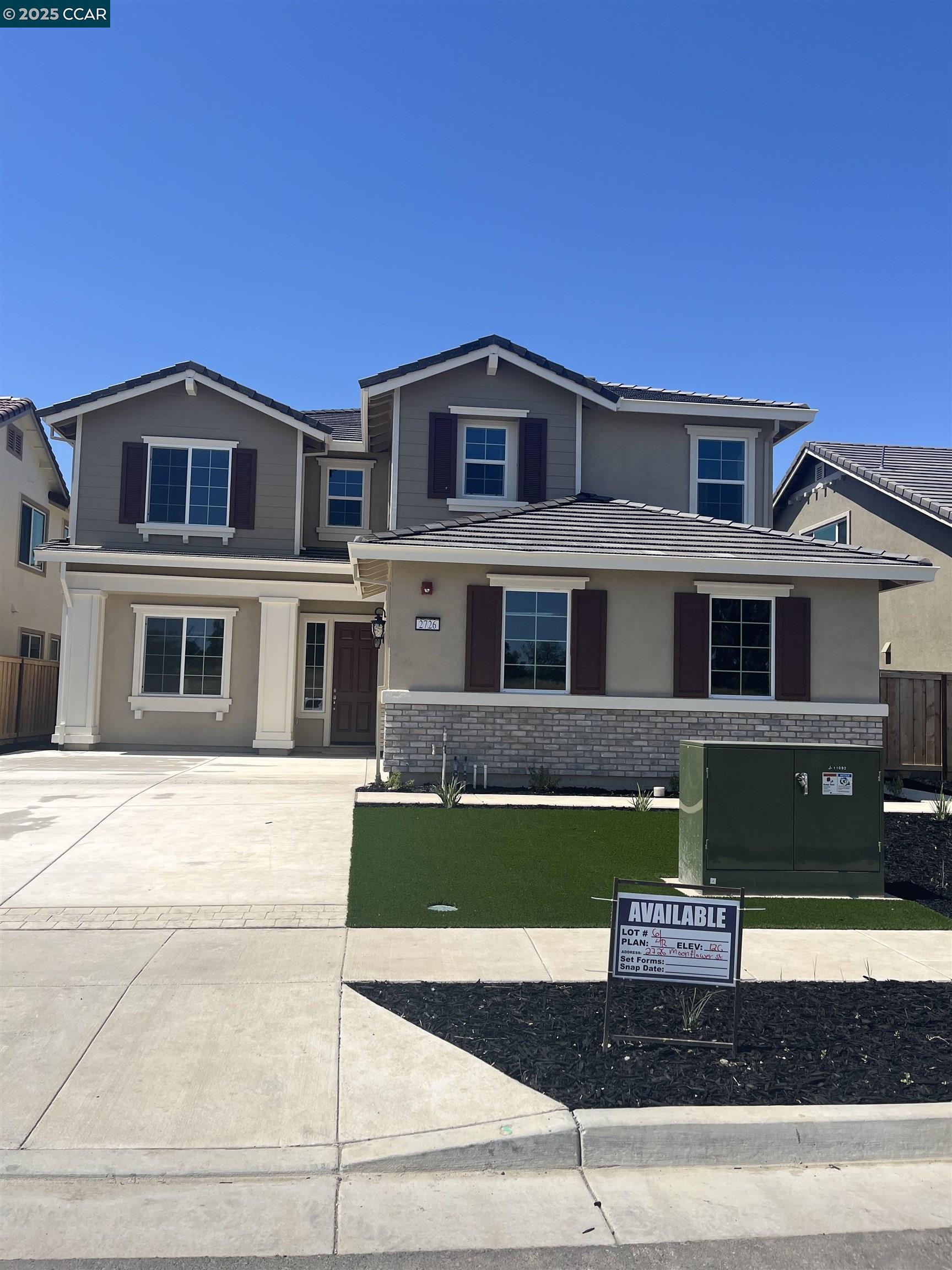 Welcome to The Dawson at The Estates at Newport in West Sacramento, where modern living meets thoughtful design. This expansive two-story home offers 3,123 sq. ft. of living space, 4 bedrooms, and 3.5 baths.  The main level features an open-concept layout, perfect for entertaining, with a formal dining room, living room, and family room flowing into the beautifully upgraded kitchen. Highlights include caramel-stained shaker cabinets, brushed gold hardware, quartz countertops, and a clean white tile backsplash.  Appliance package is included with a GE range, microwave and dishwasher A first-floor bedroom with an ensuite bath provides versatility as a guest suite or home office.  Upstairs, the luxurious primary suite boasts a spacious walk-in closet and a spa-like bath with upgraded tile, dual sinks, a soaking tub, and a separate shower. Two additional bedrooms, a full bath, and a flexible loft complete the second floor.  Upgrades include laminate flooring, plush carpeting, and modern brushed gold hardware and lighting throughout. The landscaped front yard is low-maintenance and drought-tolerant.  The Dawson offers the perfect blend of style, comfort, and convenience all near the cultural and outdoor life that Sacramento has to offer. Don’t miss this opportunity!