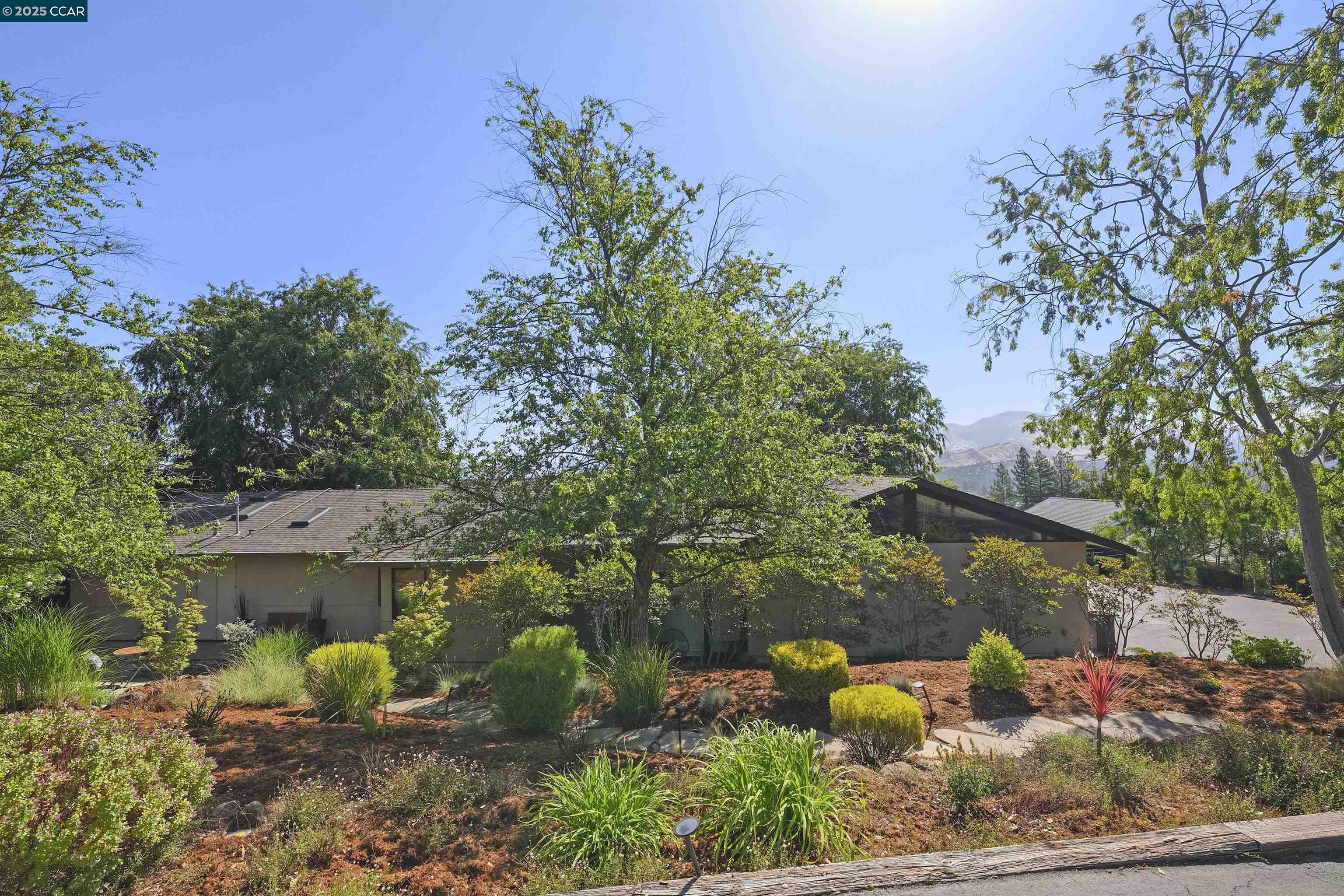 FIRST OPEN HOUSES Sat/Sun, 6/7 & 6/8, 1-4. NEW LISTING on The Hill! Enjoy majestic views of Mt. Diablo from this stunning home set on .69 acres on “The Hill” in Walnut Creek. Originally designed/built by renowned, local architect Roger Lee, the home was thoughtfully redesigned by Ohashi Design Studio, staying true to its initial mid-century design flair while adding modern amenities. Currently the home has 4 bdrms, wherein 2 bdrms were combined so a 5th bdrm is feasible. There are 3 full bathrooms, and the primary suite has its own private wing. The primary suite features a fabulous custom closet, raised ceilings, and a  sleek modern bathroom with a large shower and soaking tub. All bedrooms have views to the back, bringing the outside in. The kitchen, dining room and living room enjoy an open and airy layout and capitalize on the property's incredible views. The yards are beautifully landscaped, set up for easy care and enjoyment. And the sprawling lower yard has room for a pool, an ADU, a sport court and more! Walnut Creek schools include Buena Vista Elementary, Walnut Creek Intermediate and Las Lomas High. And you're SUPER close to downtown WC, freeway access and BART! This gem is a rare opportunity so see it ASAP!