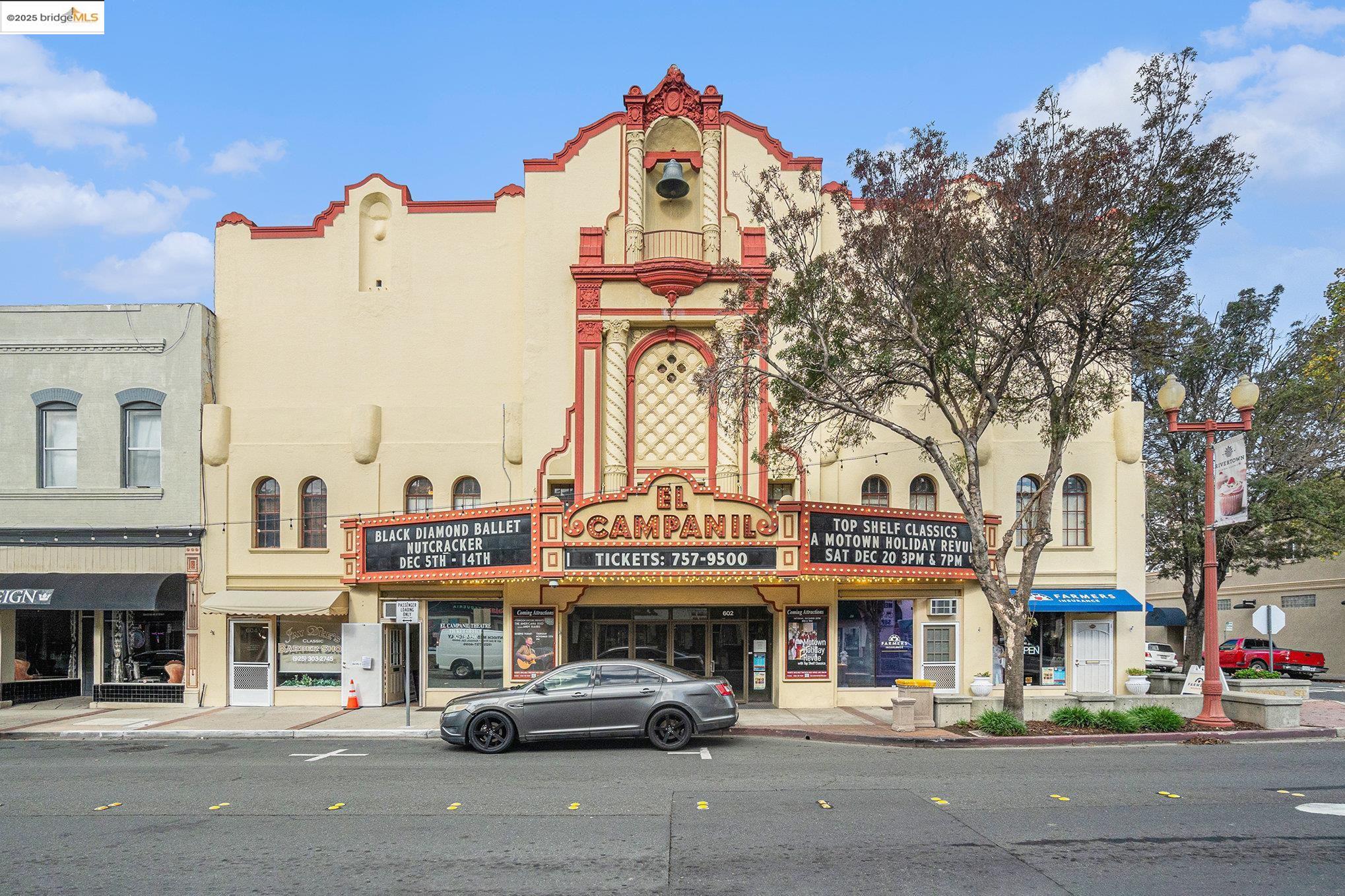 Prime opportunity to acquire a landmark property in the heart of Antioch’s revitalizing Rivertown Business District. Originally constructed in 1928 and restored beginning in 2003, El Campanil Theatre offers a unique blend of historic character and proven performance as a community arts venue. The property benefits from exceptional visibility along the Antioch waterfront, steady public traffic, and a long-standing reputation as a regional cultural destination.  With a history of hosting over 100 annual events, performances, and rehearsals, the theatre provides immediate operational potential for continued arts programming, live entertainment, film screenings, special events, and private rentals. Its Spanish-style architecture, established community recognition, and central downtown location make it a standout asset for investors seeking a versatile, income-producing property with long-term upside.  Surrounded by ongoing downtown development and the broader Rivertown Renaissance vision, El Campanil presents a strategic opportunity for investors, nonprofits, or developers looking to anchor growth in a high-exposure corridor. Ideal for continued performing arts use or adaptive reuse concepts such as mixed cultural venues, event operations, entertainment ventures, or community partner